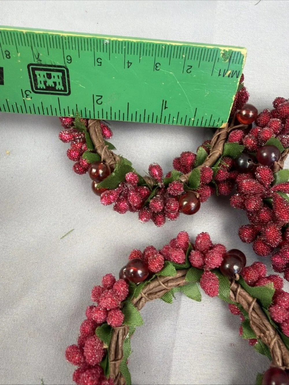 Pier One Set 10 Napkin Rings Red Sugared Cranberry Holiday Christmas Candle Ring